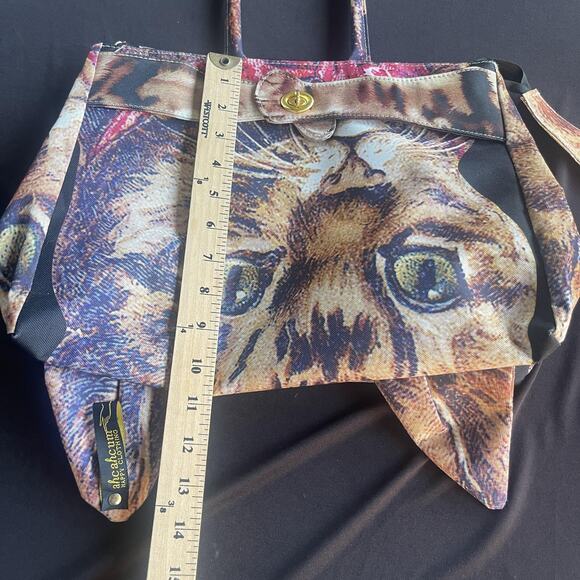 Ahcahcum Happy Clothing Tote Bag Womens Cat Face 3D Ears Turnlock Top Handle - Picture 11 of 12